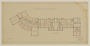 216688 Plattegrond van de bestaande eerste verdieping en het ontwerp voor de uitbreiding en wijziging daarvan in het ...